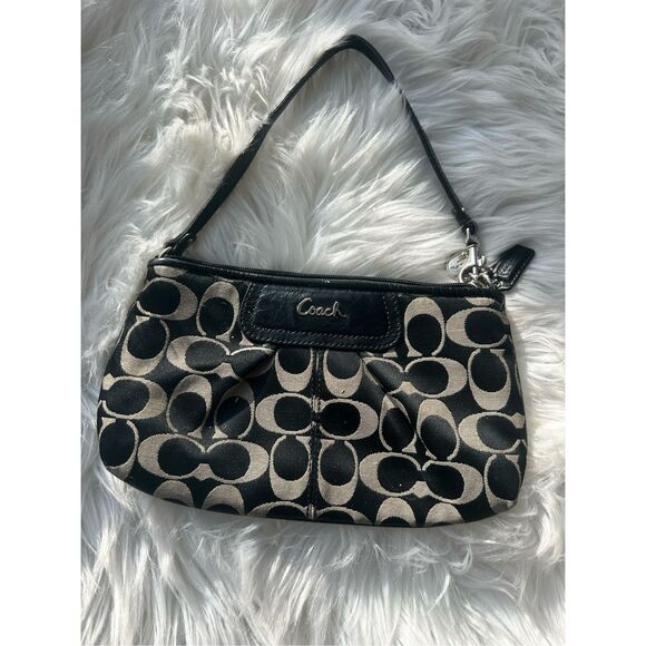 Coach Signature C Wristlets black and tan clean lightly used - Picture 1 of 7